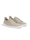 Zegna Sneaker Low Top Triple Stitch In Light Taupe