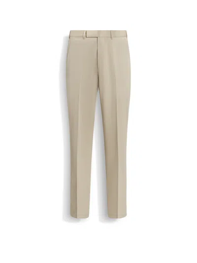 Zegna Light Taupe Centoventimila Cotton And Wool Pants In Taupe Clair