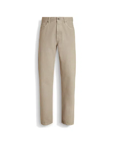 ZEGNA LIGHT TAUPE COTTON ROCCIA JEANS
