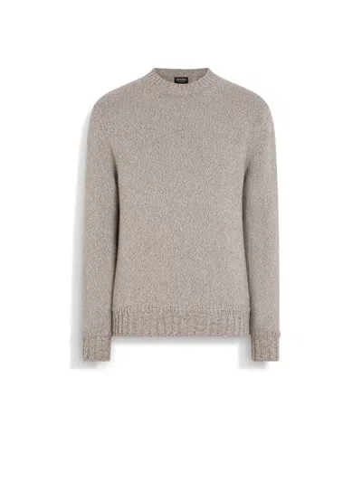 Zegna Light Taupe Mélange Oasi Cashmere Crewneck