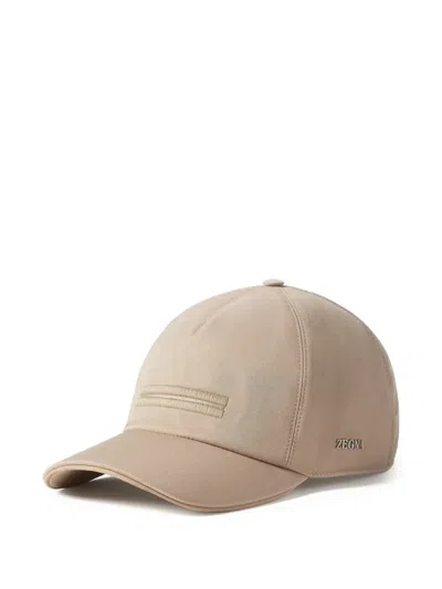 Zegna Light Taupe Microfiber Motorin Baseball Cap In Neutral