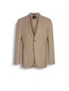 Zegna Light Beige Oasi Lino Blue Flower Jacket In Brown