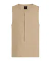 Zegna Light Taupe Oasi Lino Tank Shirt In Brown