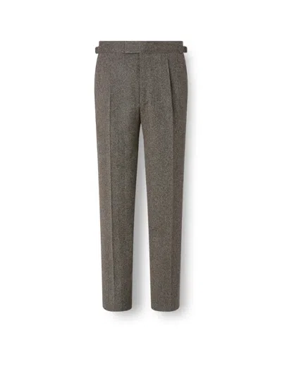 Zegna Light Taupe Wool And Cashmere Pants In Gray