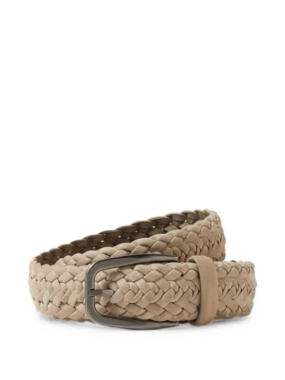 Zegna Light-taupe Nubuck Belt In Brown