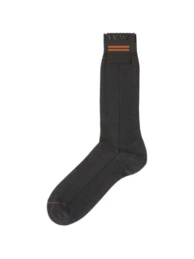 Zegna Line-detail Socks In Gray