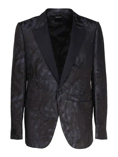 Zegna Linen And Silk Elegant Jacket In Blue