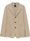 Zegna Linen Jacket With Rear Vent In Neutral
