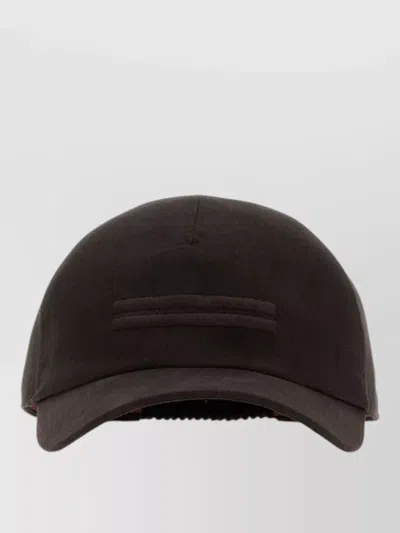 Zegna Linen Baseball Cap Curved Brim Design In Brown