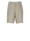 Zegna Linen Bermuda In Green