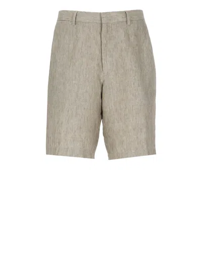 Zegna Linen Bermuda In Green