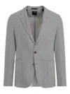 Zegna Linen And Silk Mulberry Blend Blazer Jacket In 灰色