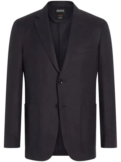 Zegna Oasi Lino Blazer In Blue