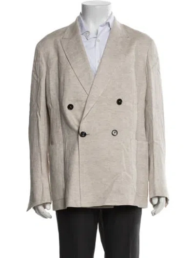 Pre-owned Zegna Linen Blazer W/ Tags In Neutrals