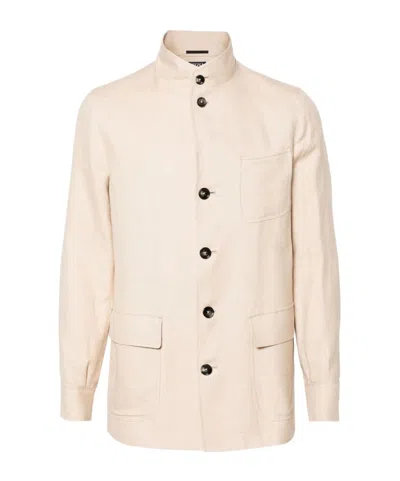 ZEGNA LINEN-BLEND SHIRT JACKET