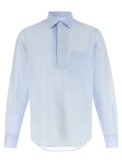 ZEGNA LINEN BLEND SHIRT WITH THREE-BUTTON FRONT