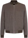 Zegna Bomber En Oasi Lino In Taupe Foncé