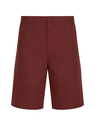 Zegna Linen Chino Shorts In Red