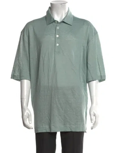Pre-owned Zegna Linen Collar Polo Shirt In Green