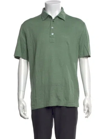 Pre-owned Zegna Linen Collar Polo Shirt In Green