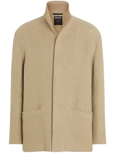 Zegna Regular Fit Linen Chore Jacket In Neutrals