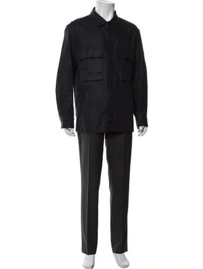 Pre-owned Zegna Linen Jacket In Blue