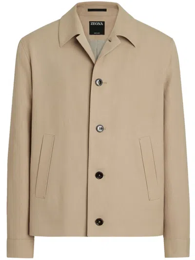 Zegna Oasi Lino Jacket In Neutrals