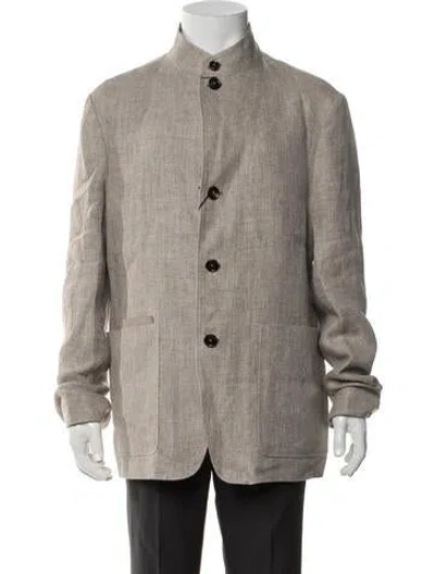 Pre-owned Zegna Linen Jacket W/ Tags In Neutrals
