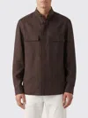 Zegna Linen Overshirt In Brown