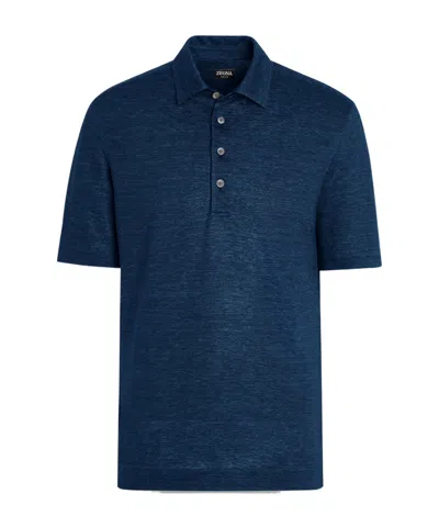 ZEGNA ZEGNA OASI LINO SHORT-SLEEVED POLO SHIRT
