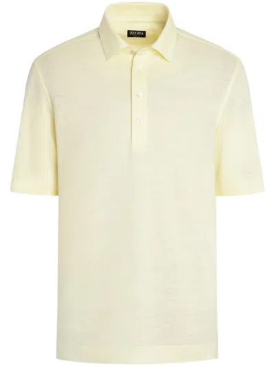 Zegna Linen Polo Shirt In Neutral