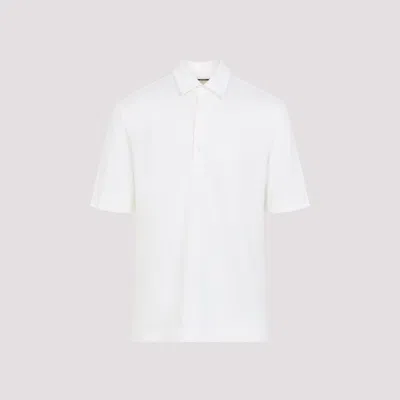 Zegna Linen Polo Shirt For Men In Neutral