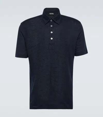 Zegna Cotton Polo Shirt In Blue