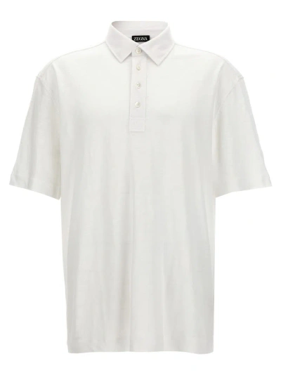 Zegna Linen Polo Shirt In White