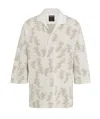 Zegna Oversize Linen Polo Shirt Embroidery In White/light Beige