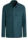 Zegna Overshirt Linen Concealed Placket In 蓝色