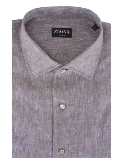 Zegna Linen Shirt In Purple