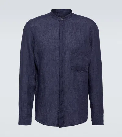 Zegna Linen Shirt In Blue
