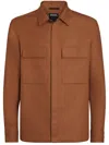 Zegna Oasi Lino Overshirt In Brown