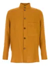 Zegna Camicia In Lino Arancione  Uomo In Yellow