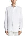 Zegna Linen Shirt In White Solid