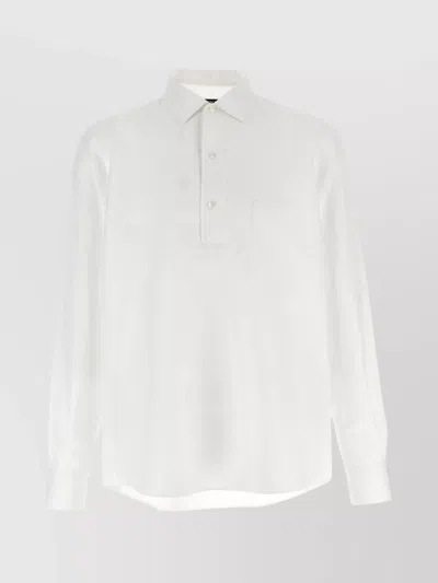 Zegna Linen Shirt With Chest Pocket And Structured Collar In White