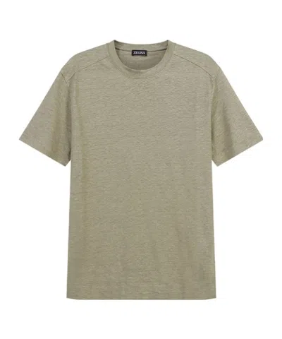 Zegna Linen Short-sleeved T-shirt In Nude