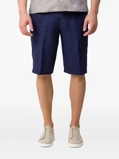 Zegna Linen Shorts In Blue