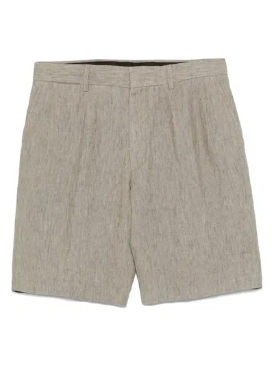 Zegna Linen Shorts In Brown