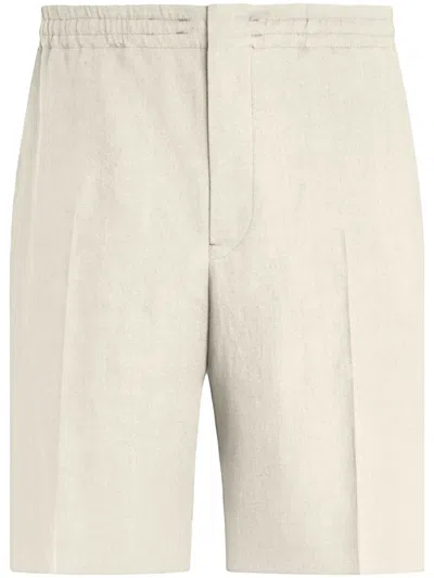 Zegna Oasi Lino Linen Shorts In Neutral