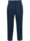 Zegna Linen Straight-leg Trousers In Blue
