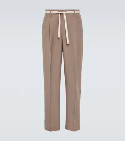 Zegna Oasi Lino Straight Pants In Grey