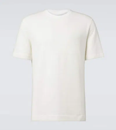 Zegna Crew Neck Linen T-shirt In White