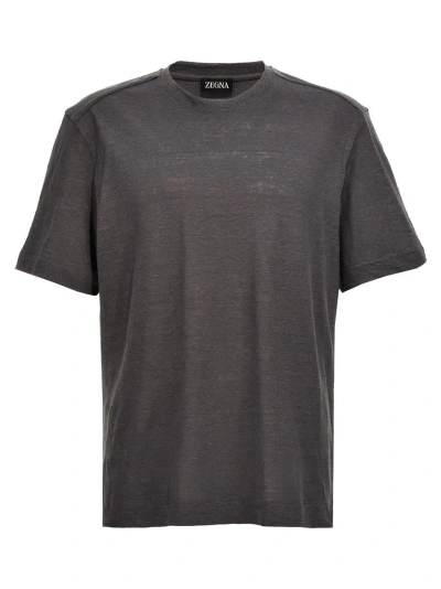 Zegna Linen T-shirt In Gray